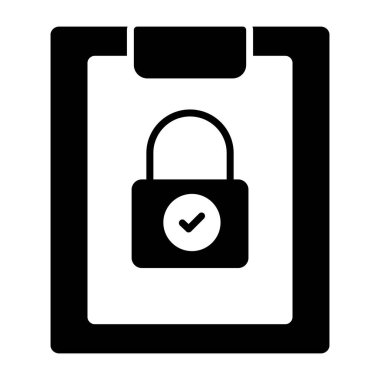 Kilitli kağıdın katı tasarım simgesi