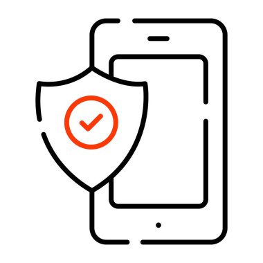 Akıllı telefonun içinde kalkan, mobil güvenliğin vektör tasarımı