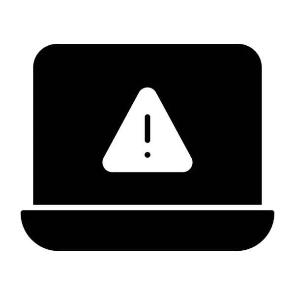 Señal Precaución Dentro Computadora Portátil Icono Error Del Sistema — Vector de stock
