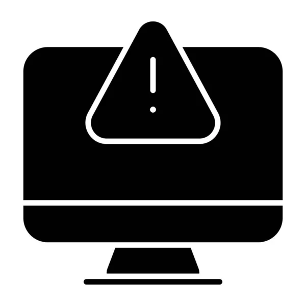 Señal Precaución Dentro Del Monitor Icono Error Computadora — Vector de stock