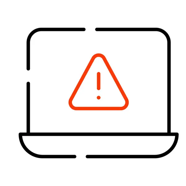 Caution Sign Laptop Icon System Error — Vetor de Stock