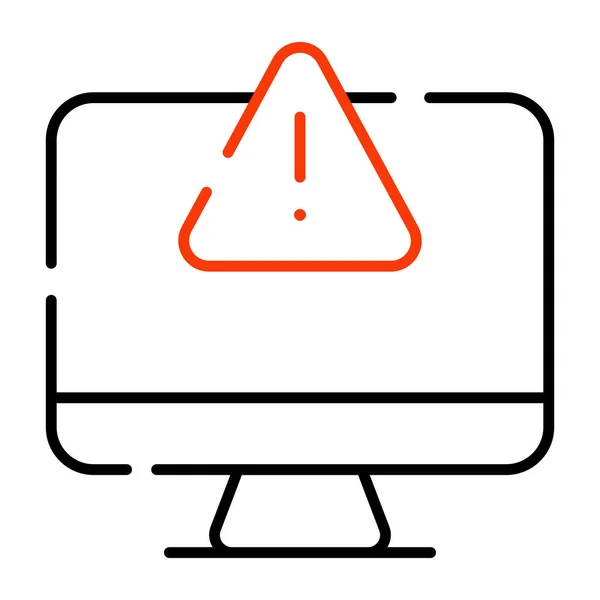 Señal Precaución Dentro Del Monitor Icono Error Computadora — Vector de stock