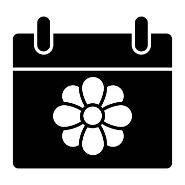 Takvimde çiçek, bahar mevsimi simgesi konsepti