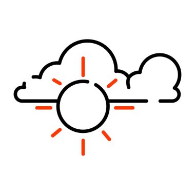 Benzersiz dizaynda kısmen güneşli gün simgesi