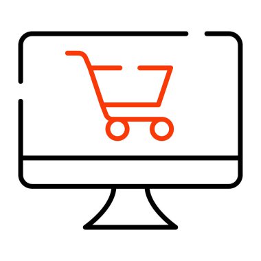 Düzenlenebilir vektör tasarımında dijital alışveriş simgesi