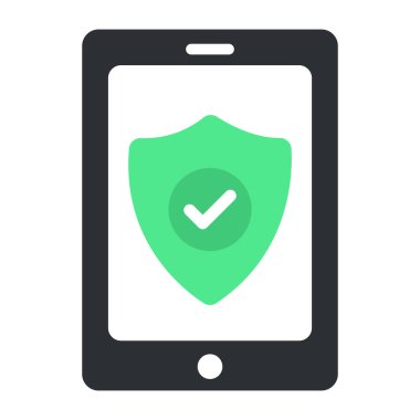 Akıllı telefonun içinde kalkan, güvenli cep telefonunun vektör tasarımı