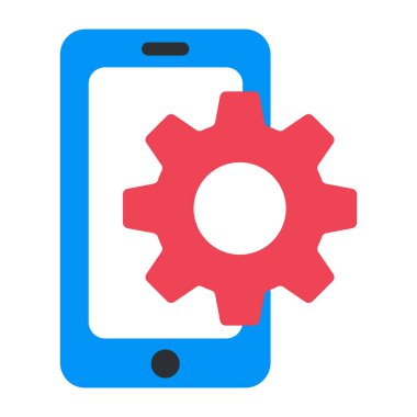 Cep telefonunun içinde vites, mobil ayarların düz tasarım simgesi