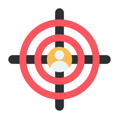 Odaklanan kişinin kavramsal düz tasarım simgesi