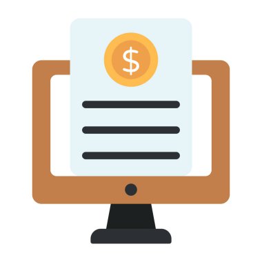 Çevrimiçi finansal belgenin kavramsal düz tasarım simgesi