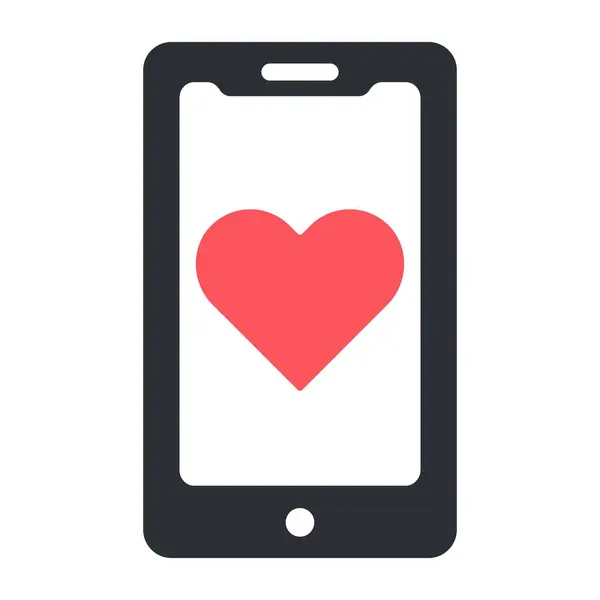 Coração Dentro Smartphone Design Vetorial Amor Móvel —  Vetores de Stock