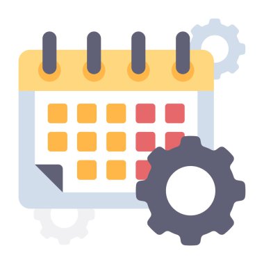Dişlilerle takvim, zamanlama yönetim simgesi konsepti