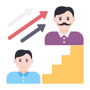 Kariyer büyümesinin düz tasarım simgesi.