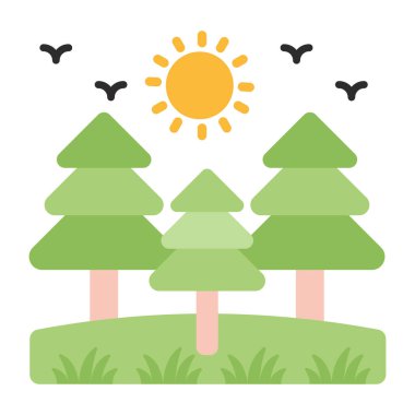 Orman manzarasının simge tasarımı