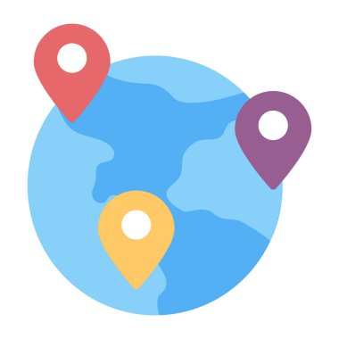 Küresel konum simgesi kavramını gösteren yer tutucular 