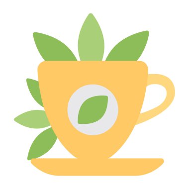 Düzenlenebilir vektör tasarımında bitkisel çay simgesi