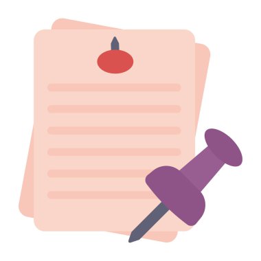 Düzenlenebilir vektör tasarımında Pushpin belge simgesi