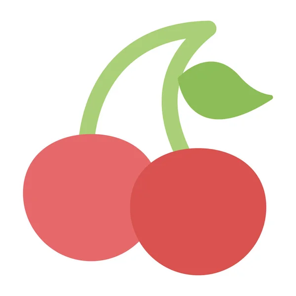 Ikona Zdrowych Owoców Płaski Wzór Wiśni — Wektor stockowy