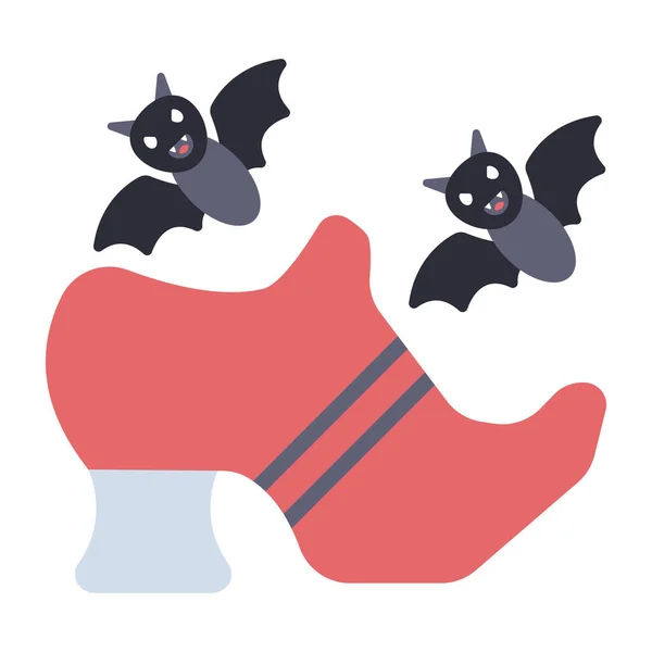 Murciélagos Con Calzado Concepto Tacón Halloween — Vector de stock