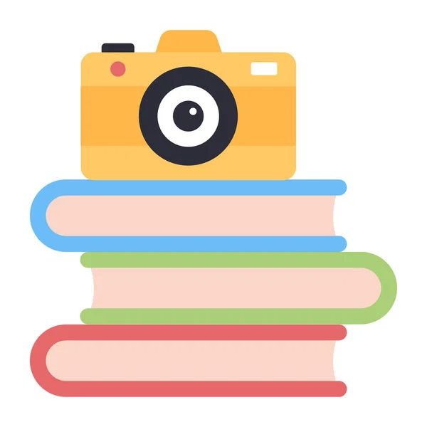 Books Camera Denoting Concept Photography Study — стоковый вектор
