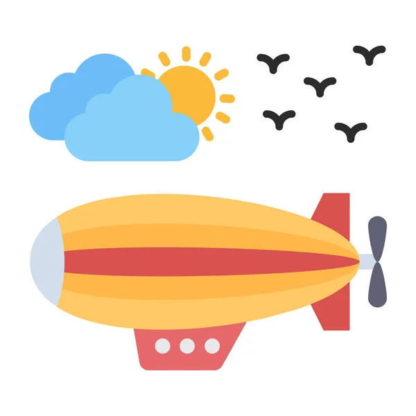 Dirigible Balloon Icon Zeppelin Vector — Stockvektor