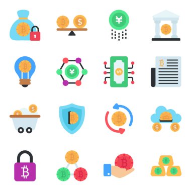 Bu düz para ikonu paketi küçük elementler ve büyük etkiler felsefesine çok iyi uyuyor. Bu sürüdeki basit ama kullanışlı renkli bir finans simgesi eşsiz ve faydalıdır. Bu paketi alın ve finans, ekonomi gibi para ile ilgili projelerde kullanın.,