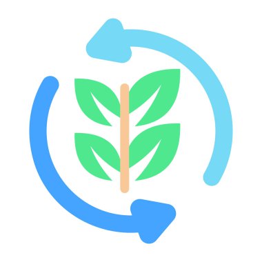 Çevresel döngü simgesini gösteren oklarla yapraklar