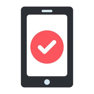 Akıllı telefonun içinde tik işareti, doğrulanmış cep telefonunun simgesi