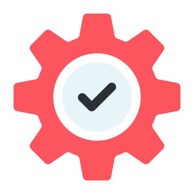 Vites içinde tik işareti, doğrulanmış ayar için düz tasarım simgesi