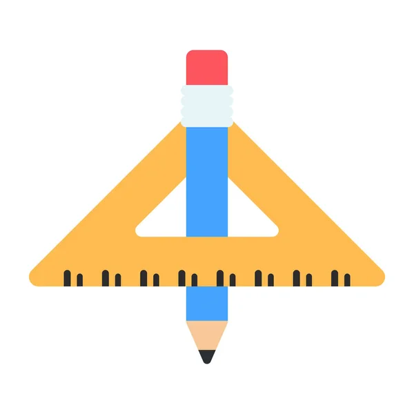 Dreieckskala Mit Bleistift Symbol Der Schreibwaren — Stockvektor