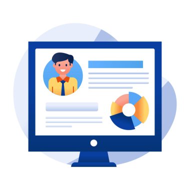 Çevrimiçi iş analistinin renkli tasarım simgesi