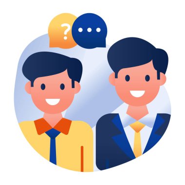 Sohbet baloncuklu iki avatarla cevap ikonu gösteriliyor