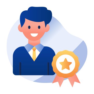 Rozetli Avatar, en iyi çalışanın renkli tasarım simgesi