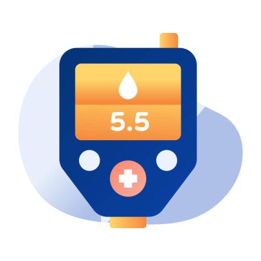 Şeker test makinesi simgesi, glukometrenin düz tasarımı