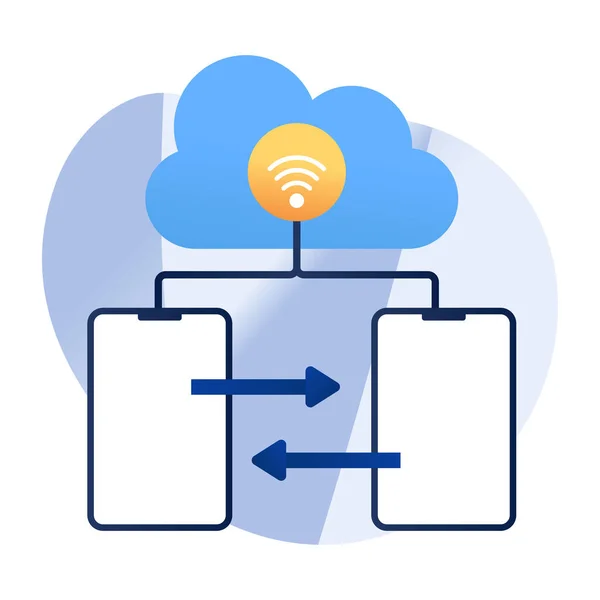 Koncepcyjna Ikona Projektowania Mobilnego Transferu Chmury — Wektor stockowy