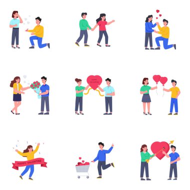 Sevgililer Günü Düz Çizimler Paketi