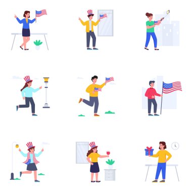 Bağımsızlık Günü Düz Vektörleri Paketi