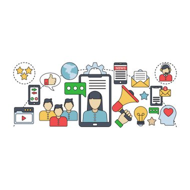 Dijital pazarlamanın düz tasarım çizimi