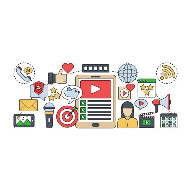 Sosyal medyanın düzenlenebilir tasarım çizimi