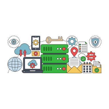 Veri sunucusunun illüstrasyon tasarımı