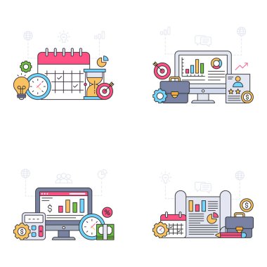 İş ve Girişim Düz Çizim Paketi 