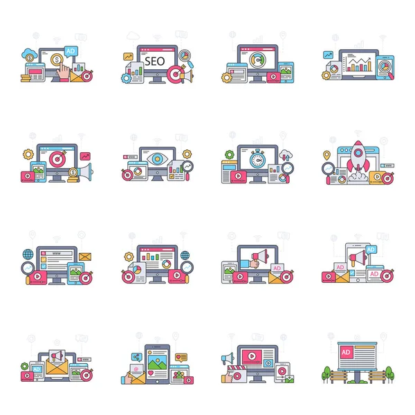 Pack Ilustraciones Planas Seo — Vector de stock