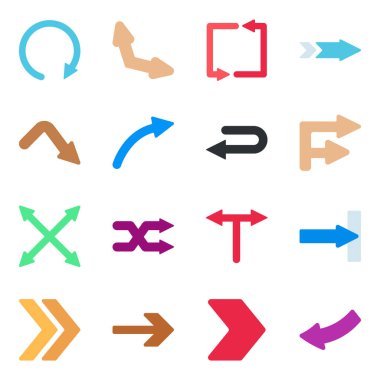 Düz stil ok başı simgelerini sunar. Bu simgeler düzenlenebilir kaliteye sahiptir ve renkli kullanıldığında hoş görünecektir. Bununla birlikte, bunları yönlendirme okları ya da başka fikirler olarak kullanabilirsiniz.!