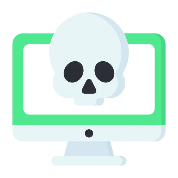 Crânio Dentro Monitor Conceito Hacking Computador — Vetor de Stock