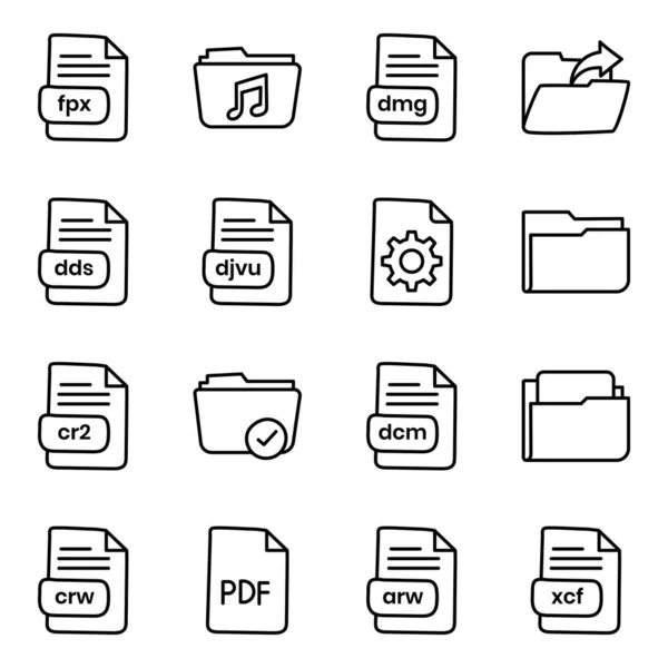 Have Created Great Folders Icons Pack Linear Icons Available Use — Stock Vector