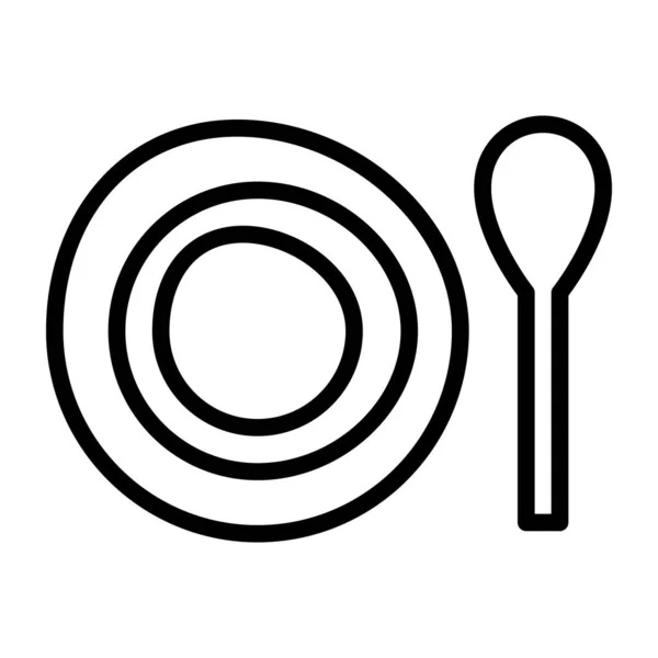 Plate Spoon Linear Design Icon Tableware — Stock Vector