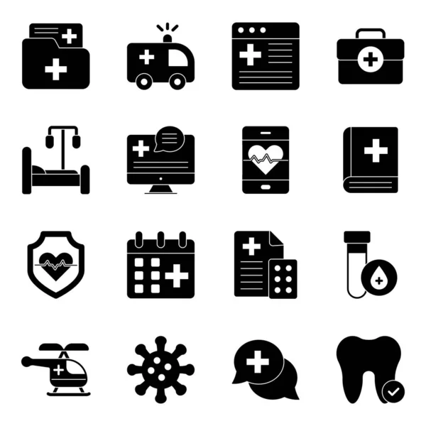 Laden Sie Dieses Medizinische Symbolset Herunter Kommt Mit Gesundheitsdienstleistungskonzepten Vektorsymbolen — Stockvektor