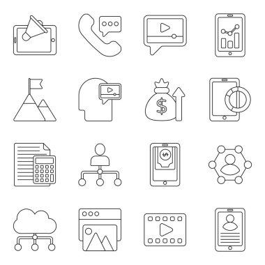 Bir sürü iş ve yönetim markanızı tanıtmanın yolunu gösteriyor. Grafik kaynaklarıyla ulaşılabilir. Bu simgeleri kullan ve başarı gökyüzüne dokun!