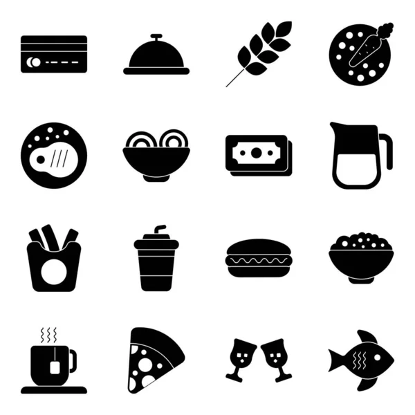 Pack Everyone Who Wants Food Party Related Icons Set Perfect — Stock Vector