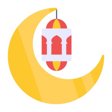 Fenerli ayın modaya uygun vektör tasarımı, bayram dekorasyonu kavramı