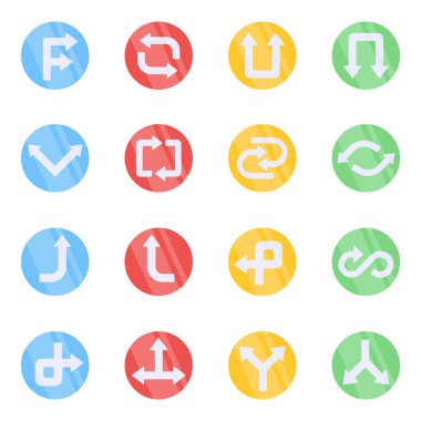 Yön Okları Düz Simgeleri Paketi 